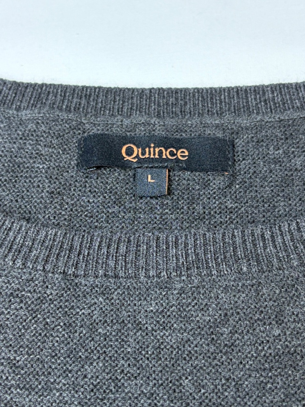 Quince Organic Cotton Cashmere Link-Stitch Dolman Heather Charcoal Sweater | L - Picture 7 of 10